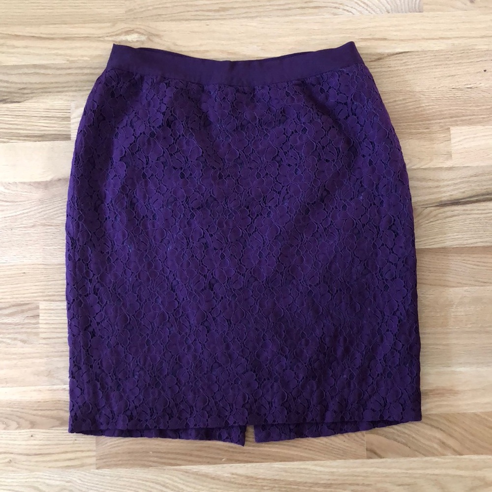 J. Crew Purple Lace Pencil Skirt